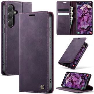 CaseMe Caseme - Telefoonhoesje geschikt voor Samsung Galaxy S25 Plus - Met Magnetische Sluiting - Book Case - Met Pasjes Houder - Paars