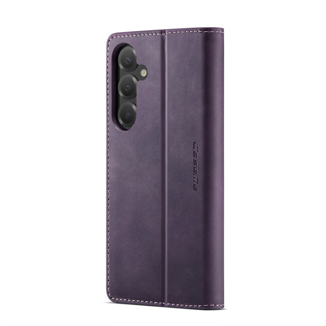 Caseme - Telefoonhoesje geschikt voor Samsung Galaxy S25 Plus - Met Magnetische Sluiting - Book Case - Met Pasjes Houder - Paars
