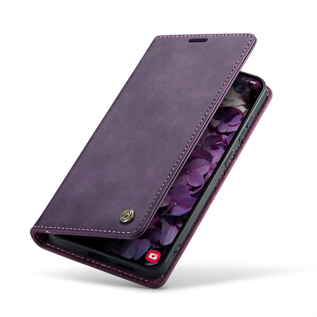Caseme - Telefoonhoesje geschikt voor Samsung Galaxy S25 Plus - Met Magnetische Sluiting - Book Case - Met Pasjes Houder - Paars