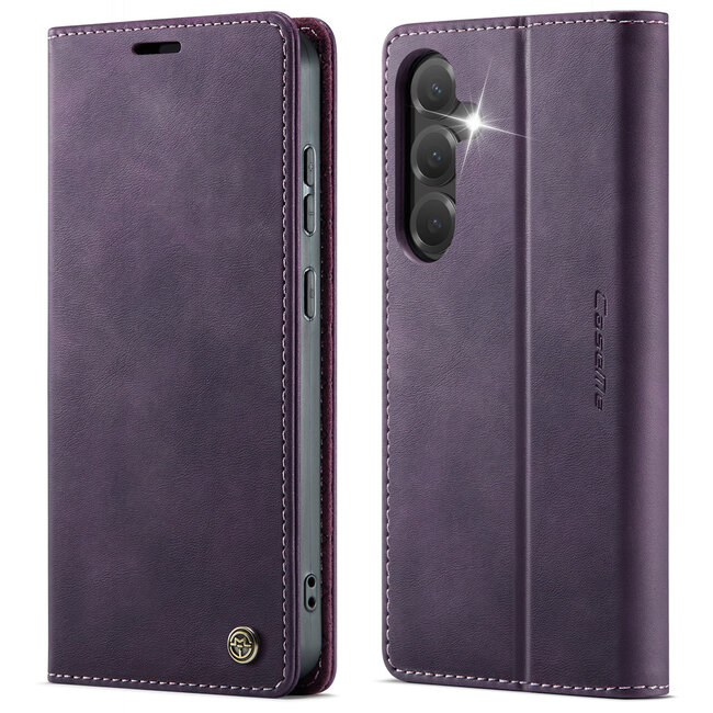 Caseme - Telefoonhoesje geschikt voor Samsung Galaxy S25 Plus - Met Magnetische Sluiting - Book Case - Met Pasjes Houder - Paars