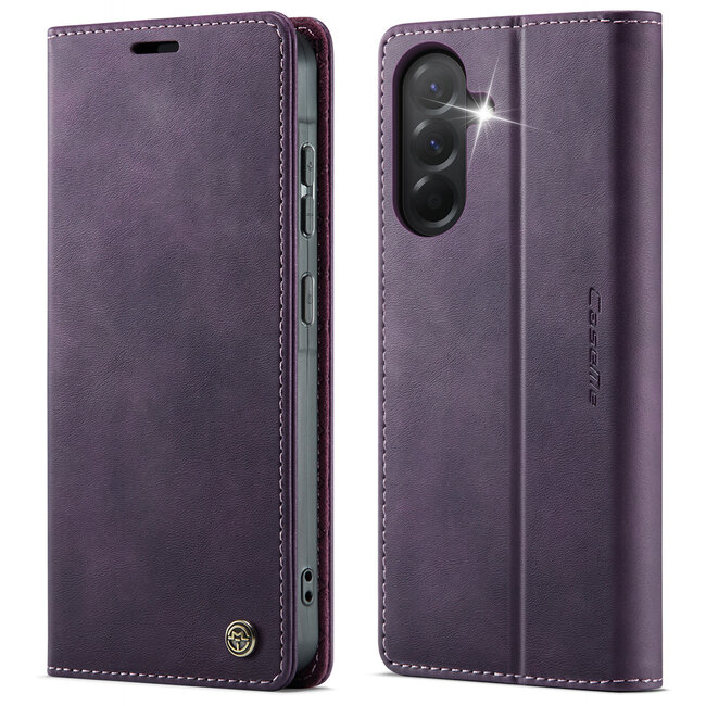 Caseme - Telefoonhoesje geschikt voor Samsung Galaxy A56 - Met Magnetische Sluiting - Book Case - Met Pasjes Houder - Paars