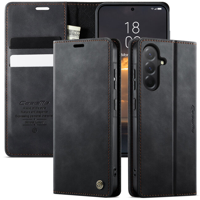 Caseme - Telefoonhoesje geschikt voor Samsung Galaxy A56 - Met Magnetische Sluiting - Book Case - Met Pasjes Houder - Bruin