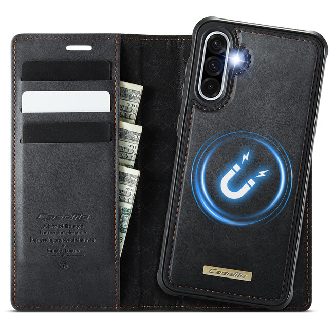 Caseme - Telefoon hoesje geschikt voor Samsung Galaxy A56 - Geschikt voor Magsafe - Bookcase -  Zwart