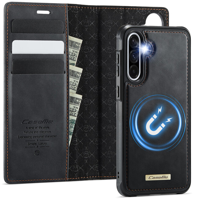 Caseme - Telefoon hoesje geschikt voor Samsung Galaxy A56 - Geschikt voor Magsafe - Bookcase -  Zwart