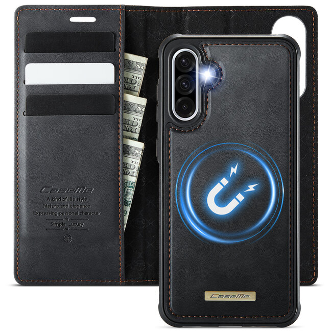 Caseme - Telefoon hoesje geschikt voor Samsung Galaxy A56 - Geschikt voor Magsafe - Bookcase -  Zwart