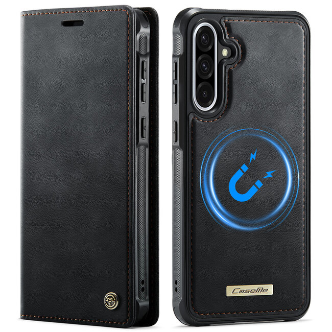 Caseme - Telefoon hoesje geschikt voor Samsung Galaxy A56 - Geschikt voor Magsafe - Bookcase -  Zwart