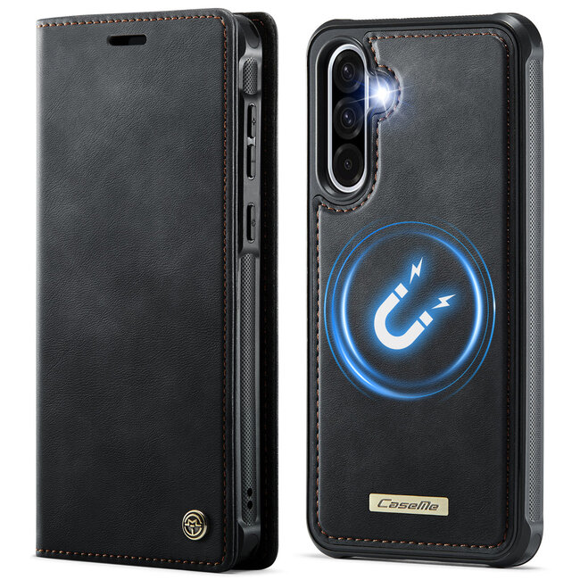Caseme - Telefoon hoesje geschikt voor Samsung Galaxy A56 - Geschikt voor Magsafe - Bookcase -  Zwart