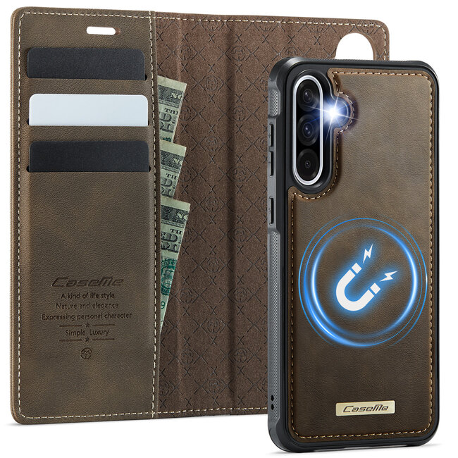 Caseme - Telefoon hoesje geschikt voor Samsung Galaxy A56 - Geschikt voor Magsafe - Bookcase - Bruin