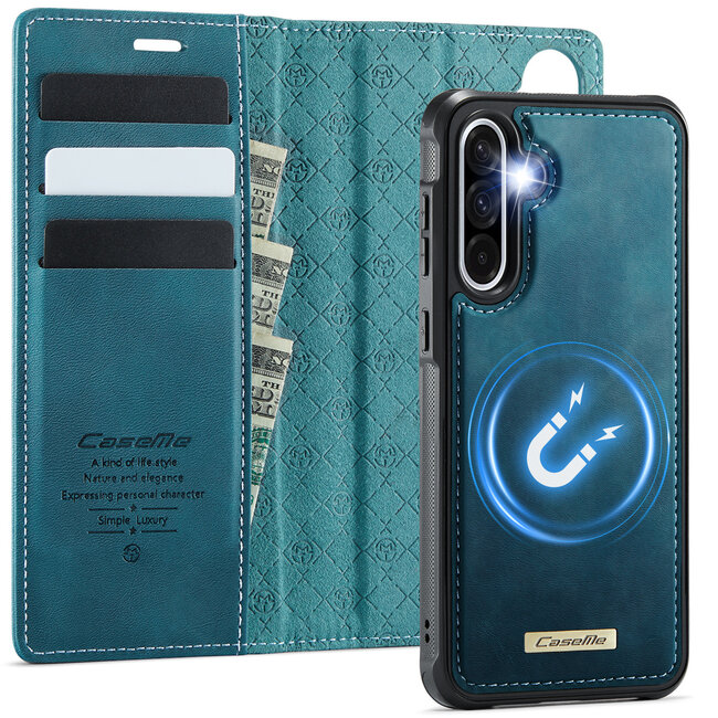Caseme - Telefoon hoesje geschikt voor Samsung Galaxy A56 - Geschikt voor Magsafe - Bookcase - Blauw