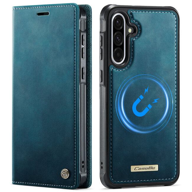 Caseme - Telefoon hoesje geschikt voor Samsung Galaxy A56 - Geschikt voor Magsafe - Bookcase - Blauw