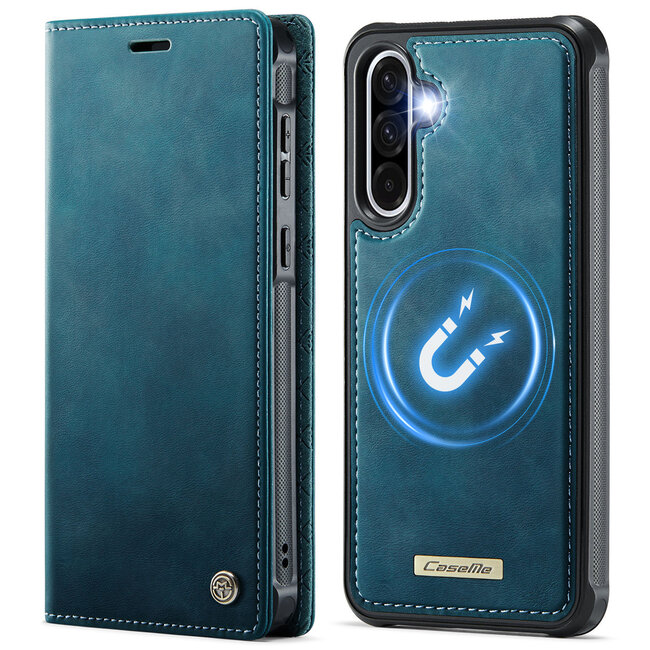 Caseme - Telefoon hoesje geschikt voor Samsung Galaxy A56 - Geschikt voor Magsafe - Bookcase - Blauw