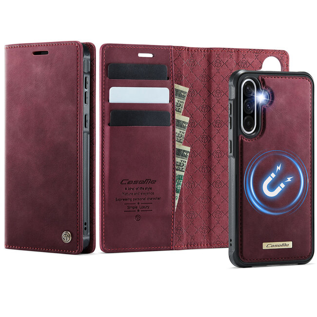 Caseme - Telefoon hoesje geschikt voor Samsung Galaxy A56 - Geschikt voor Magsafe - Bookcase - Rood