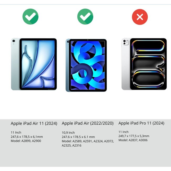 Bluetooth Toetsenbord hoes + Backcover geschikt voor Apple iPad Air 11 (2025) / iPad Air 11 (2024) - Toetsenbordverlichting - Met Pencil Houder - Touchpad - Zwart
