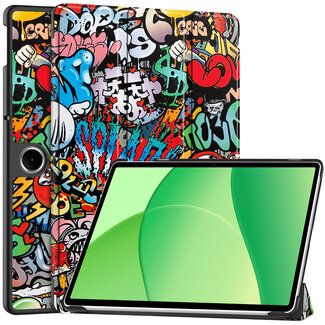 Case2go Case2go - Tablet hoes geschikt voor Oppo Pad Se 11 / OnePlus Pad Lite - 11 Inch - Tri-Fold Book Case - Auto/Wake functie - Graffiti