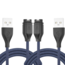 USB A - 2-Pack - Garmin Oplaadkabel - 1 Meter - Garmin smartwatch - Compatibel met Garmin Fenix / Forerunner / Instinct / Venu / Venu SQ / Vivoactive / Epix Pro / Vivomove / Approuch - USB-oplaadkabel oplader - Gevlochten kabel - Blauw/Zwart