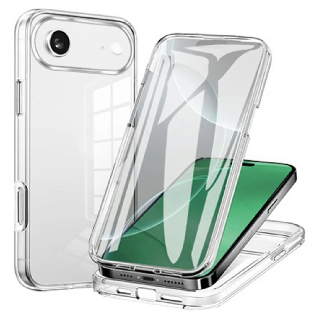 Case2go - Telefoonhoesje geschikt voor Apple iPhone Air - 2-in-1 Hoesje - Volledig beschermd - Ingebouwde schermfolie - Perfecte Pasvorm - Transparant afbeelding
