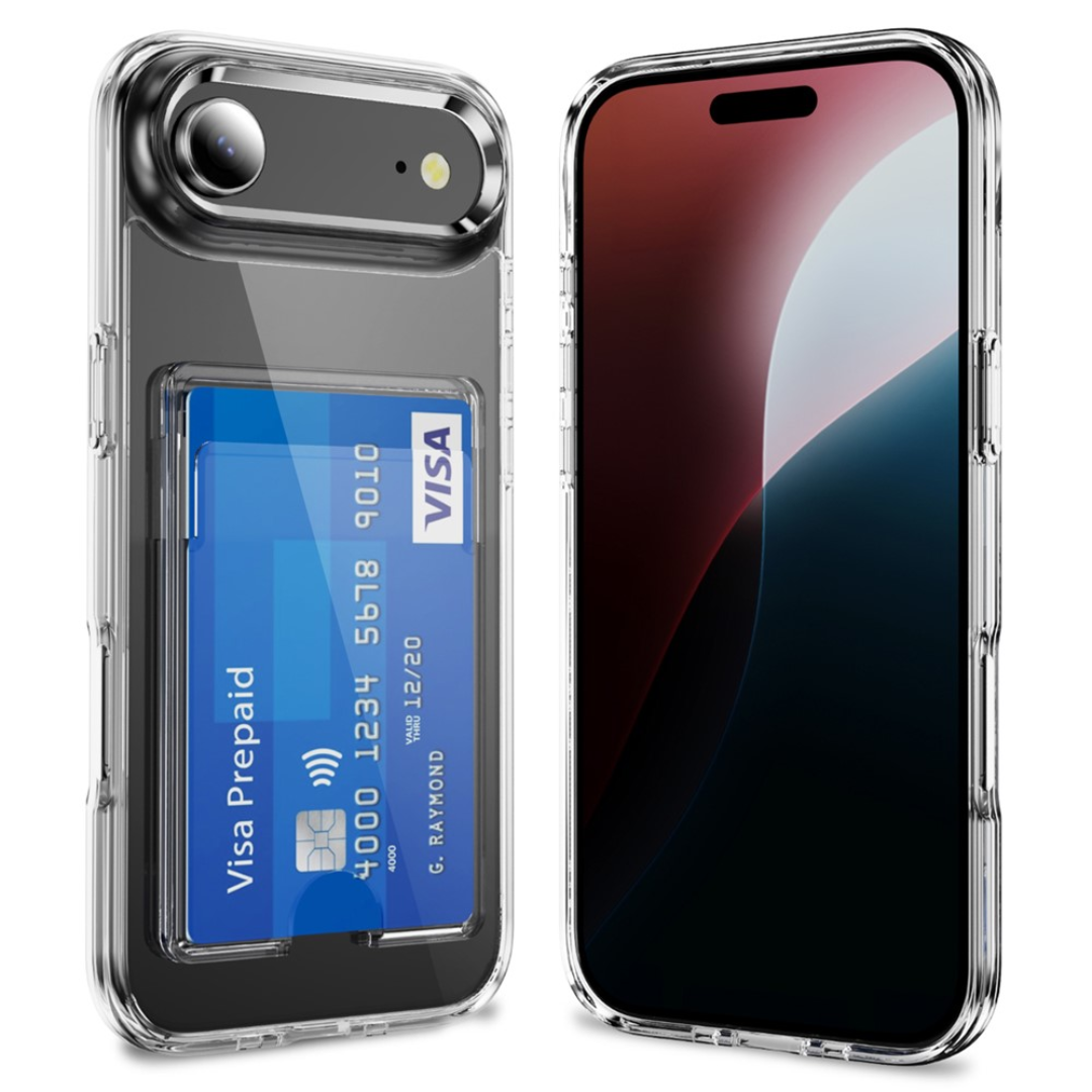 Case2go - Hoesje geschikt voor Apple iPhone Air met Pasjeshouder - 2 Pasjes - Met kaarthouder - Telefoonhoesjes - Gsm Hoesje geschikt voor Apple iPhone Air - Phone Case - Transparant afbeelding
