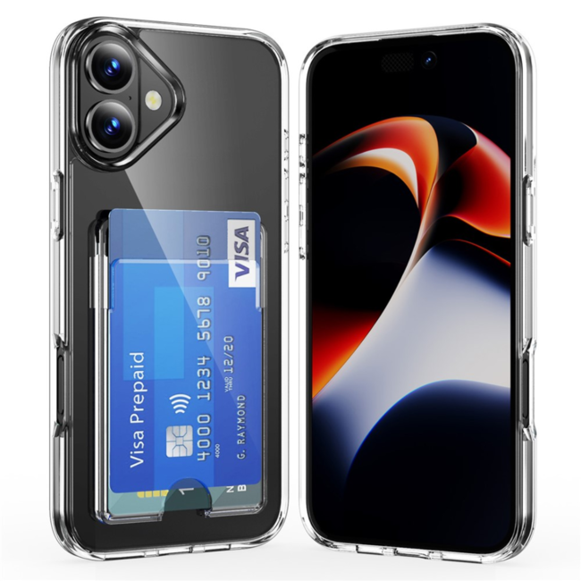 Case2go - Hoesje geschikt voor Apple iPhone 17 met Pasjeshouder - 2 Pasjes - Met kaarthouder - Telefoonhoesjes - Gsm Hoesje geschikt voor Apple iPhone 17 - Phone Case - Transparant