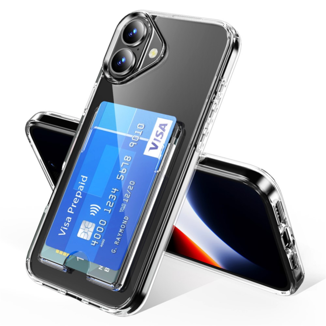 Case2go - Hoesje geschikt voor Apple iPhone 17 met Pasjeshouder - 2 Pasjes - Met kaarthouder - Telefoonhoesjes - Gsm Hoesje geschikt voor Apple iPhone 17 - Phone Case - Transparant