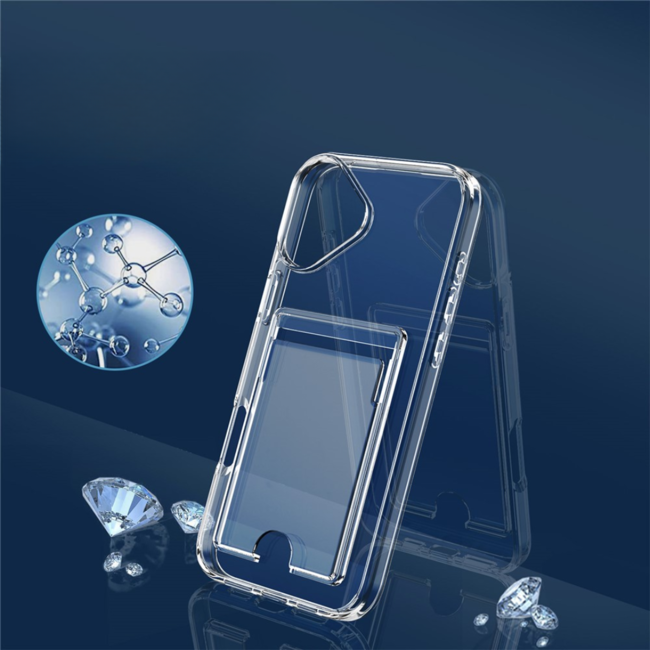 Case2go - Hoesje geschikt voor Apple iPhone 17 met Pasjeshouder - 2 Pasjes - Met kaarthouder - Telefoonhoesjes - Gsm Hoesje geschikt voor Apple iPhone 17 - Phone Case - Transparant