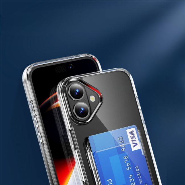 Case2go - Hoesje geschikt voor Apple iPhone 17 met Pasjeshouder - 2 Pasjes - Met kaarthouder - Telefoonhoesjes - Gsm Hoesje geschikt voor Apple iPhone 17 - Phone Case - Transparant