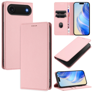 Case2go Case2go - Hoesje geschikt voor Apple iPhone Air met Pasjeshouder - Bookcase - 2 Pasjes - Met kaarthouder - Telefoonhoesje - Gsm Hoesje geschikt voor Apple iPhone Air - Phone Case - Roze