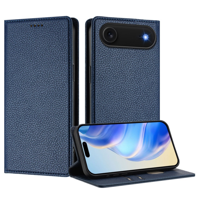 Case2go - Hoesje geschikt voor Apple iPhone Air met Pasjeshouder - Bookcase - 2 Pasjes - Met kaarthouder - Telefoonhoesje - Gsm Hoesje geschikt voor Apple iPhone Air - Phone Case - Donker Blauw