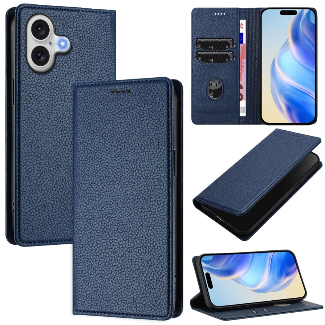 Case2go - Hoesje geschikt voor Apple iPhone 17 met Pasjeshouder - Bookcase - 2 Pasjes - Met kaarthouder - Telefoonhoesje - Gsm Hoesje geschikt voor Apple iPhone 17 - Phone Case - Donker Blauw afbeelding