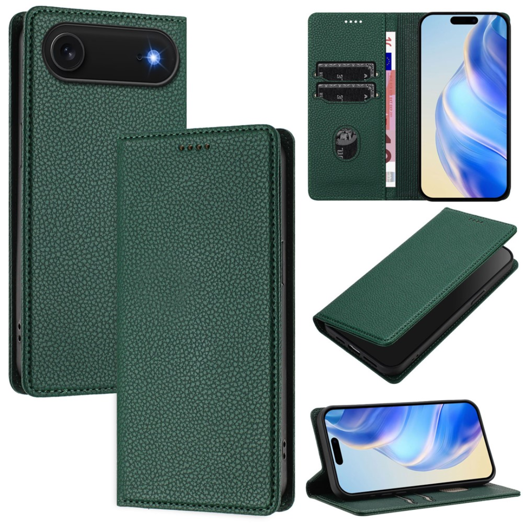 Case2go - Hoesje geschikt voor Apple iPhone Air met Pasjeshouder - Bookcase - 2 Pasjes - Met kaarthouder - Telefoonhoesje - Gsm Hoesje geschikt voor Apple iPhone Air - Phone Case - Donk afbeelding