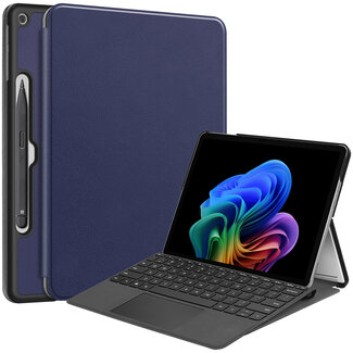 Case2go Case2go - Tablet Hoes geschikt voor Microsoft Surface Pro 12 Copilot (2025) - 12 Inch -Tri-Fold Book Case - Met Pencil Houder - Auto/Wake Functie - Donker Blauw