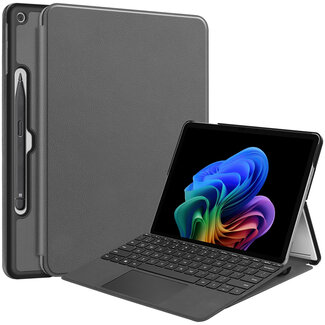 Case2go Case2go - Tablet Hoes geschikt voor Microsoft Surface Pro 12 Copilot (2025) - 12 Inch -Tri-Fold Book Case - Met Pencil Houder - Auto/Wake Functie - Grijs