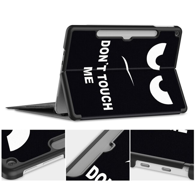 Case2go - Tablet Hoes geschikt voor Microsoft Surface Pro 12 Copilot (2025) - 12 Inch -Tri-Fold Book Case - Met Pencil Houder - Auto/Wake Functie - Dont Touch Me