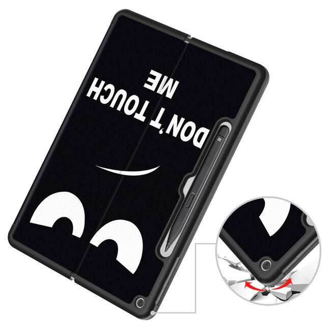 Case2go - Tablet Hoes geschikt voor Microsoft Surface Pro 12 Copilot (2025) - 12 Inch -Tri-Fold Book Case - Met Pencil Houder - Auto/Wake Functie - Dont Touch Me