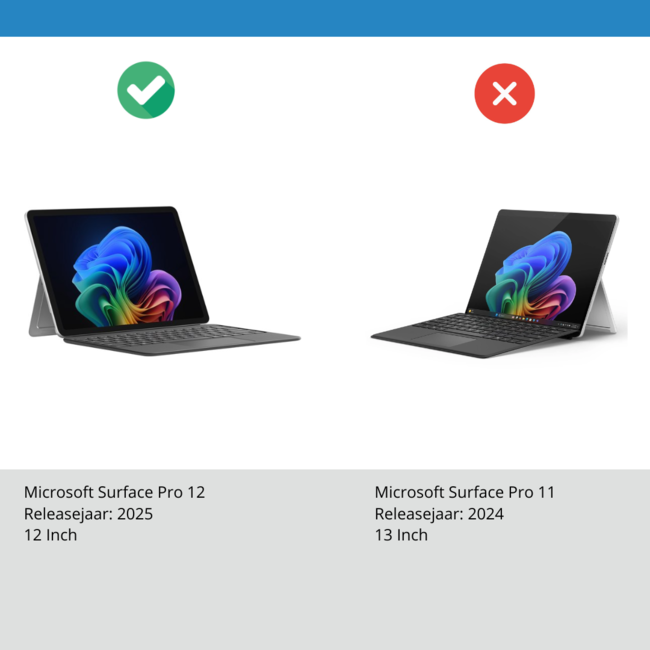 Case2go - Tablet Hoes geschikt voor Microsoft Surface Pro 12 Copilot (2025) - 12 Inch -Tri-Fold Book Case - Met Pencil Houder - Auto/Wake Functie - Dont Touch Me