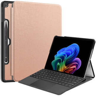 Case2go Case2go - Tablet Hoes geschikt voor Microsoft Surface Pro 12 Copilot (2025) - 12 Inch -Tri-Fold Book Case - Met Pencil Houder - Auto/Wake Functie - Rose Goud