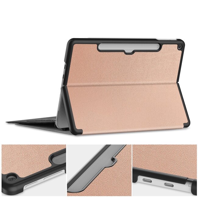 Case2go - Tablet Hoes geschikt voor Microsoft Surface Pro 12 Copilot (2025) - 12 Inch -Tri-Fold Book Case - Met Pencil Houder - Auto/Wake Functie - Rose Goud