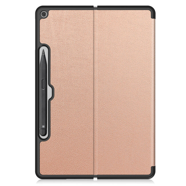 Case2go - Tablet Hoes geschikt voor Microsoft Surface Pro 12 Copilot (2025) - 12 Inch -Tri-Fold Book Case - Met Pencil Houder - Auto/Wake Functie - Rose Goud
