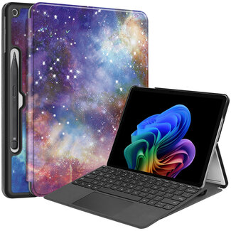 Case2go Case2go - Tablet Hoes geschikt voor Microsoft Surface Pro 12 Copilot (2025) - 12 Inch -Tri-Fold Book Case - Met Pencil Houder - Auto/Wake Functie - Galaxy