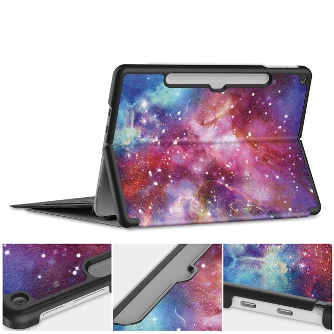 Case2go - Tablet Hoes geschikt voor Microsoft Surface Pro 12 Copilot (2025) - 12 Inch -Tri-Fold Book Case - Met Pencil Houder - Auto/Wake Functie - Galaxy