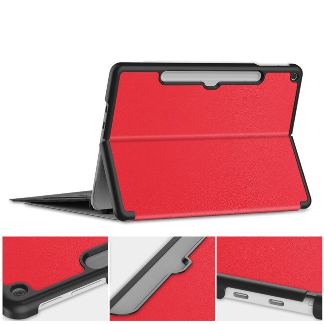 Case2go - Tablet Hoes geschikt voor Microsoft Surface Pro 12 Copilot (2025) - 12 Inch -Tri-Fold Book Case - Met Pencil Houder - Auto/Wake Functie - Rood