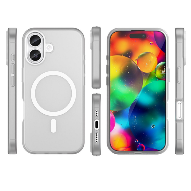 Case2go - Hoesje geschikt voor Apple iPhone 17 - Back Cover - Geschikt voor Magsafe - Telefoonhoesje - Gsm Hoesje geschikt voor Apple iPhone 17 - Phone Case - Wit