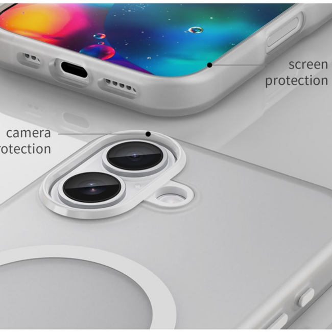 Case2go - Hoesje geschikt voor Apple iPhone 17 - Back Cover - Geschikt voor Magsafe - Telefoonhoesje - Gsm Hoesje geschikt voor Apple iPhone 17 - Phone Case - Wit