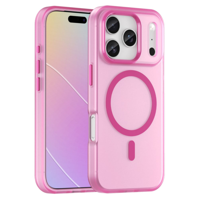 Case2go - Hoesje geschikt voor Apple iPhone 17 Pro - Back Cover - Geschikt voor Magsafe - Telefoonhoesje - Gsm Hoesje geschikt voor Apple iPhone 17 Pro - Phone Case - Roze