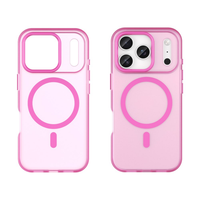 Case2go - Hoesje geschikt voor Apple iPhone 17 Pro - Back Cover - Geschikt voor Magsafe - Telefoonhoesje - Gsm Hoesje geschikt voor Apple iPhone 17 Pro - Phone Case - Roze
