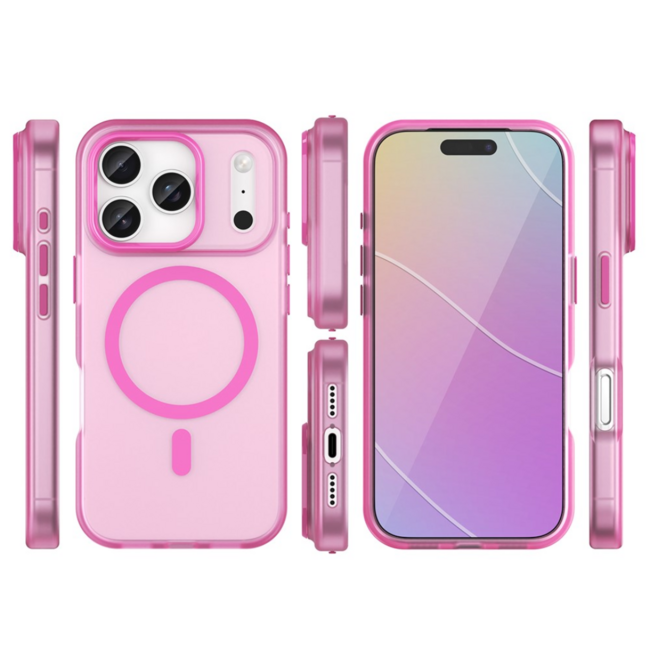 Case2go - Hoesje geschikt voor Apple iPhone 17 Pro - Back Cover - Geschikt voor Magsafe - Telefoonhoesje - Gsm Hoesje geschikt voor Apple iPhone 17 Pro - Phone Case - Roze