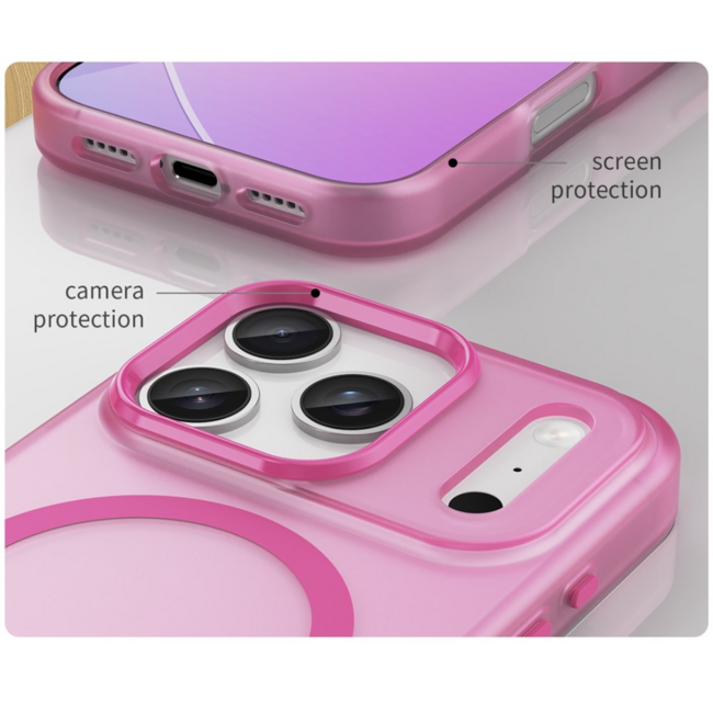 Case2go - Hoesje geschikt voor Apple iPhone 17 Pro - Back Cover - Geschikt voor Magsafe - Telefoonhoesje - Gsm Hoesje geschikt voor Apple iPhone 17 Pro - Phone Case - Roze