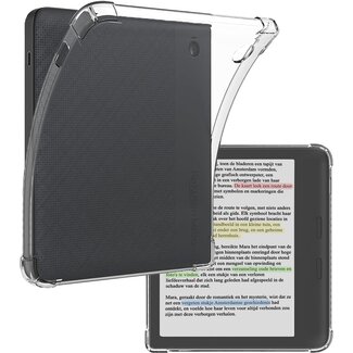 Case2go Case2go - E-reader hoes geschikt voor Kobo Libra Colour - Siliconen Back Cover - Met Schokbestendige Hoeken - Transparant