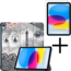 Tablethoes met screenprotector geschikt voor Apple iPad 11 (2025) A16 / iPad 10.9 (2022) - a16 hoes 2025 - iPad hoes 2025 - iPad hoes 10e generatie - Auto/Wake Functie - Tri-Fold - Eiffeltoren