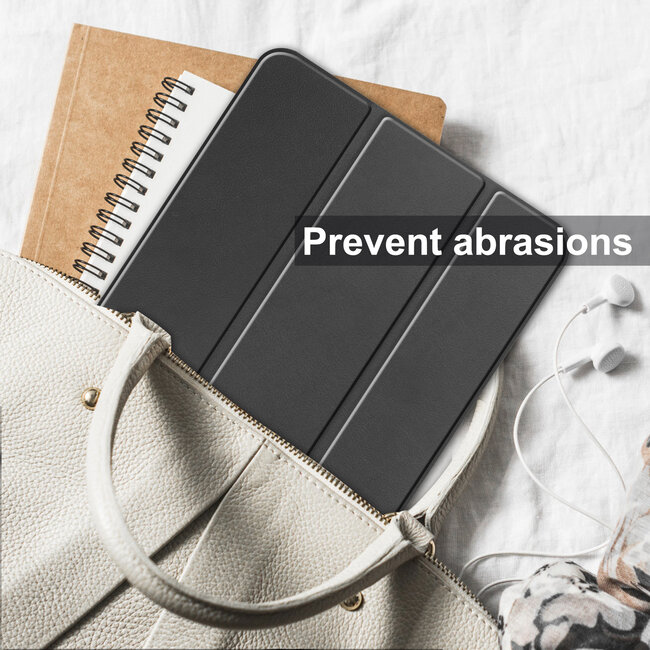 Tablethoes met screenprotector geschikt voor Apple iPad 11 (2025) A16 / iPad 10.9 (2022) - a16 hoes 2025 - iPad hoes 2025 - iPad hoes 10e generatie - Auto/Wake Functie - Tri-Fold - Zwart