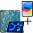 Tablethoes met screenprotector geschikt voor Apple iPad 11 (2025) A16 / iPad 10.9 (2022) - a16 hoes 2025 - iPad hoes 2025 - iPad hoes 10e generatie - Auto/Wake Functie - Tri-Fold - Witte Bloesem